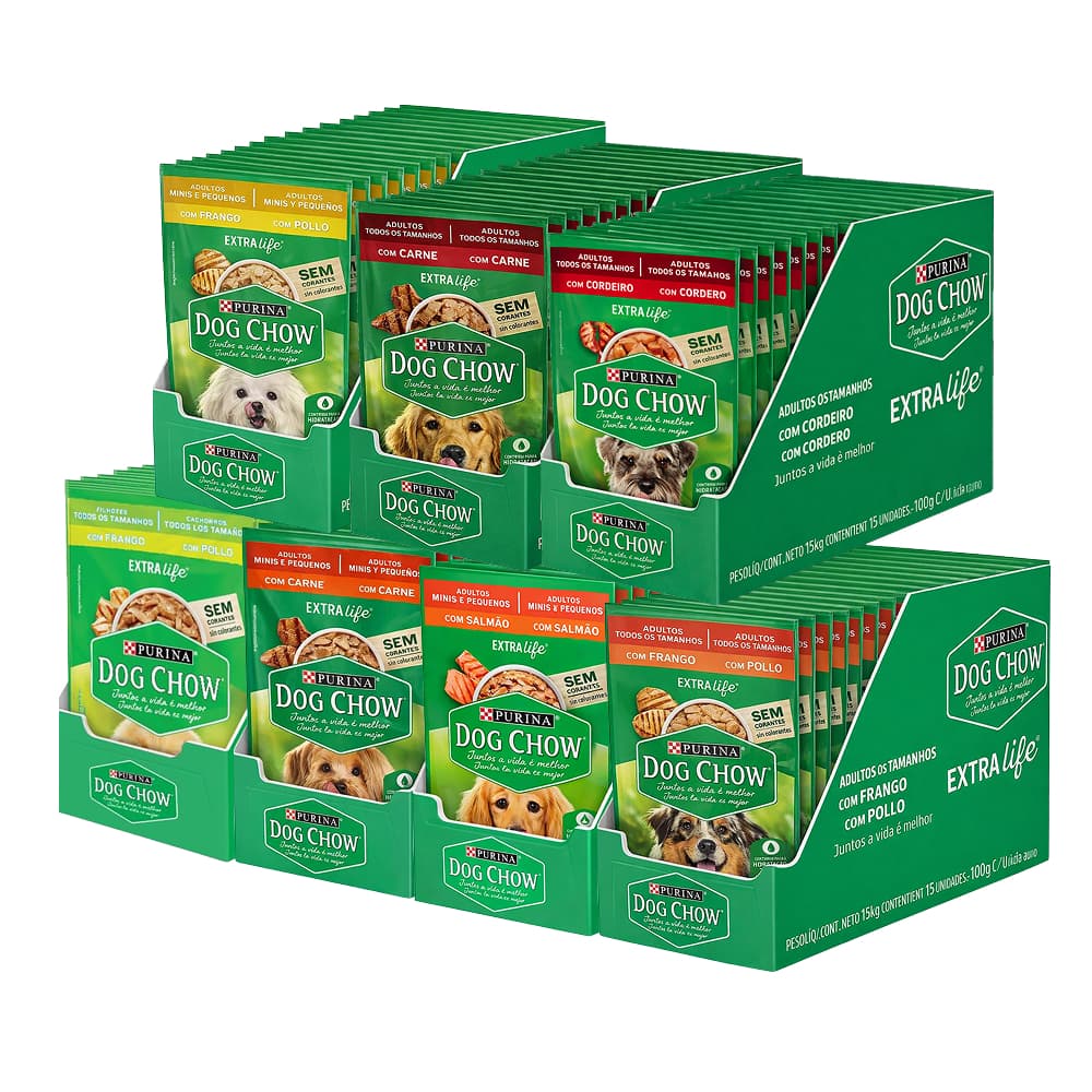 Ração úmida Dog Chow Sabores Variados para Cães 15x100 g