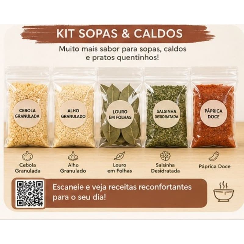Condimentos e Temperos - kit com 5 unidades-30g - Sopas e Caldos