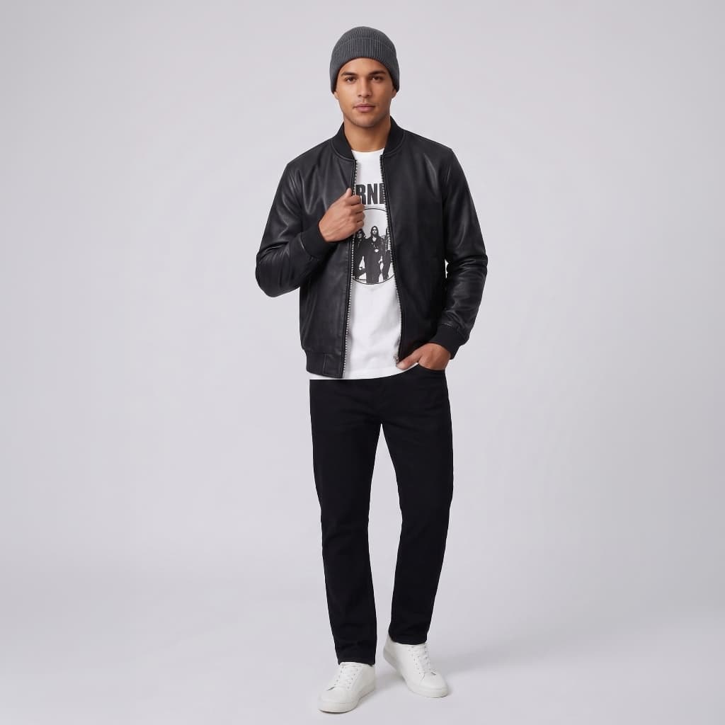 Jaqueta Masculina Courino Couro PU Casaco Motoqueiro Blusa Frio Leve Casual Impermeavel Inverno