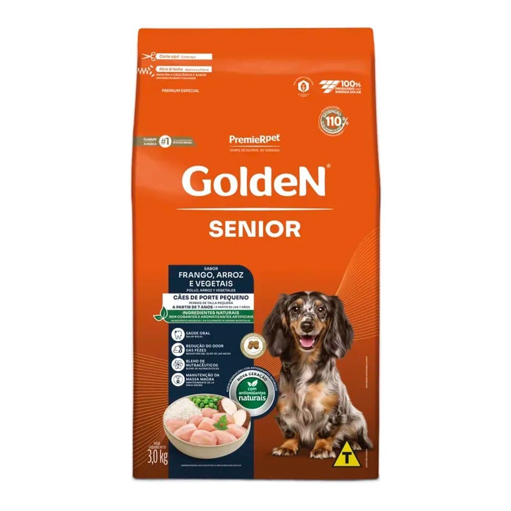 Ração Golden Fórmula Cães Adultos Sênior Mini Bits Frango e Arroz 3kg