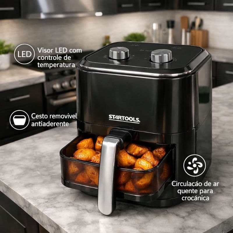Fritadeira Elétrica Air Fryer Sem Oléo Preto 220V - 5 Litros  Espaco Para Seus Preparos