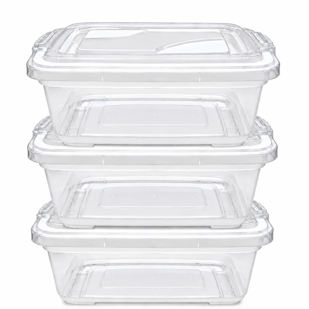 Kit 3 Caixas Organizadoras Plástico Transparente 6 Litros com Travas Multiuso Domestico Brinquedos Roupas Ferramentas