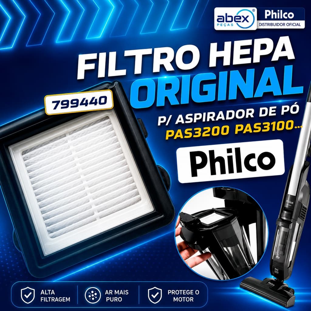 Filtro Hepa Aspirador Philco PAS3100 PAS3200 PAS3000 BAS2500 Filtro Aspirador De Pó Novo Original