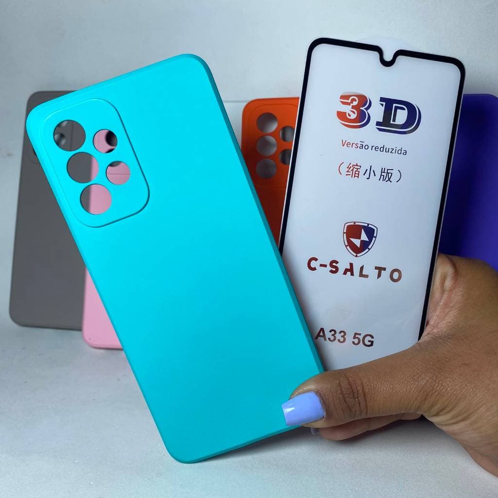 Capa A33 5G + Película 3D Kit Samsung Capinha Case Protetora Celular Silicone