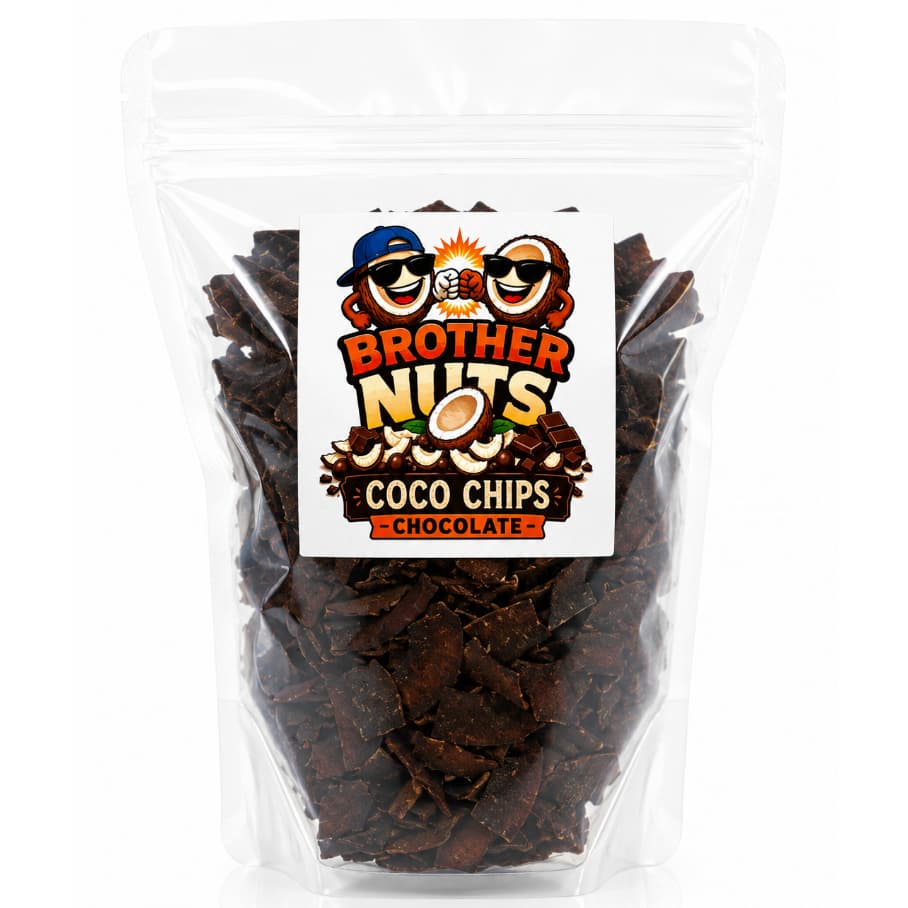 Coco Chips com Chocolate Importado Snack Premium Embalagem Zip Lock