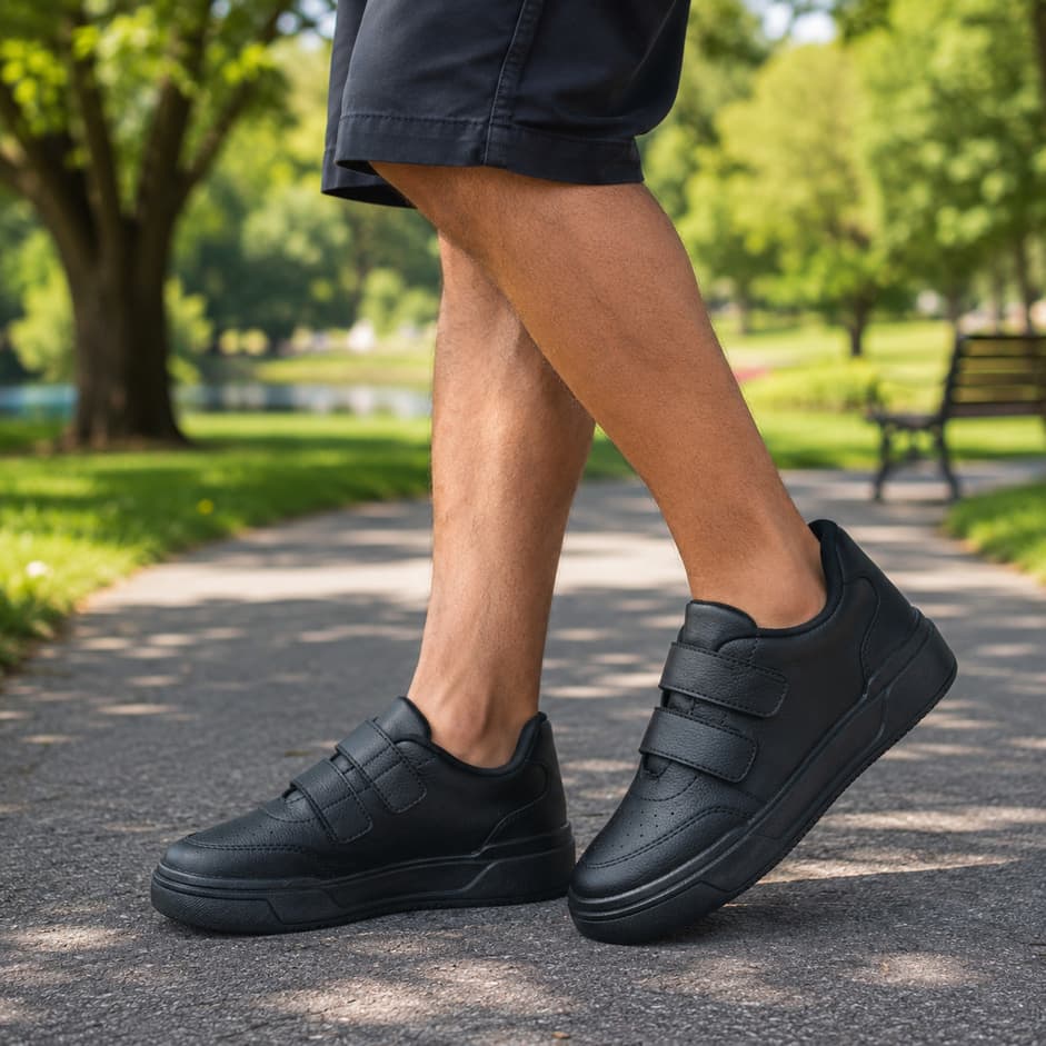 Tênis Infantil Casual Masculino Preto Duplo Velcro – Confortável, Leve, Antiderrapante | Calçados CZ Shoes