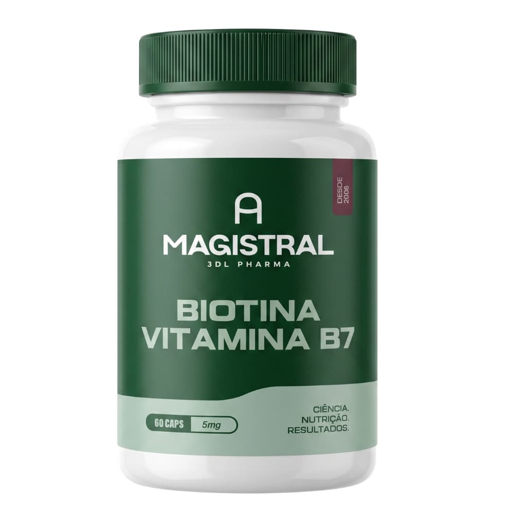 Biotina 5mg Vitamina B7 Original Cabelo Unhas e Pele Vitaminas Suplemento Crescimento Capilar