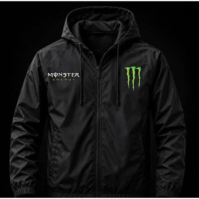 Jaqueta Corta Vento Masculina MONSTER Com Capuz, Bolso e Zíper - Academia Corrida Esportes