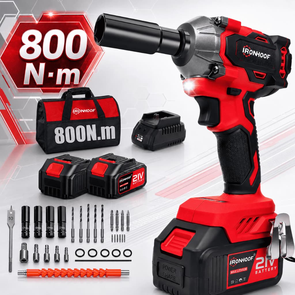 Chave De Impacto A Bateria 800N E Furadeira Brushless 2 Baterias