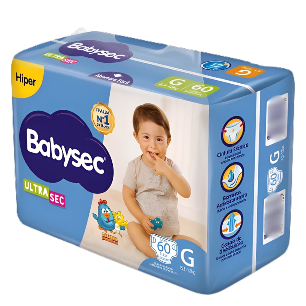 Fralda Descartavel Babysec Hiper - Promoção Galinha pintadinha - Tam G - 60 unidades