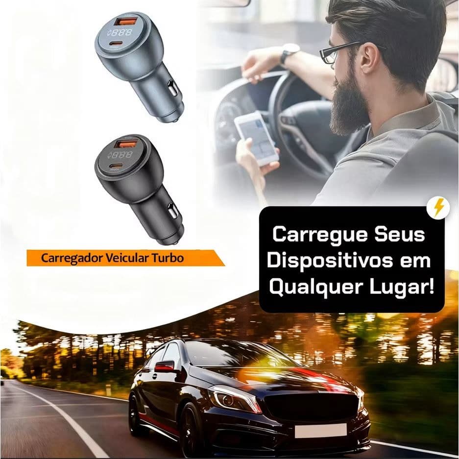L15 H'maston 87.5W Carregador Veicular Turbo USB e Tipo C Led Fonte Carro