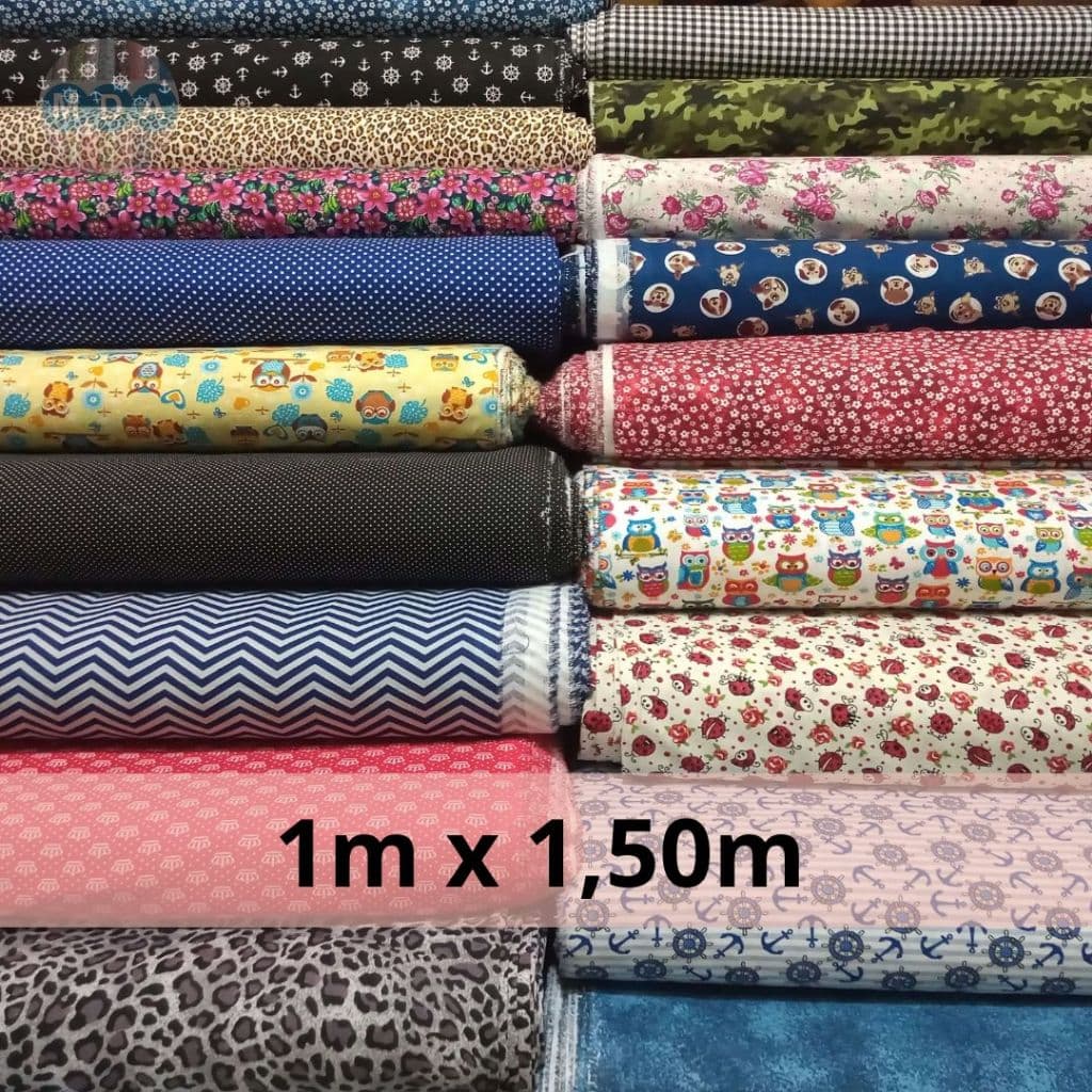 Tecido Tricoline 100% Algodão Estampas Variadas 1m x 1,50m Patchwork Costura Criativa Artesanato