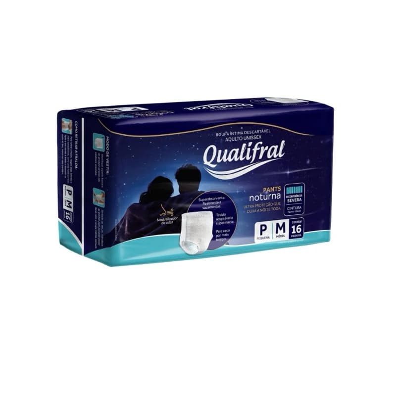 Fralda Calça Geriátrica Qualifral Pants Noturna P/M 16 Unidades