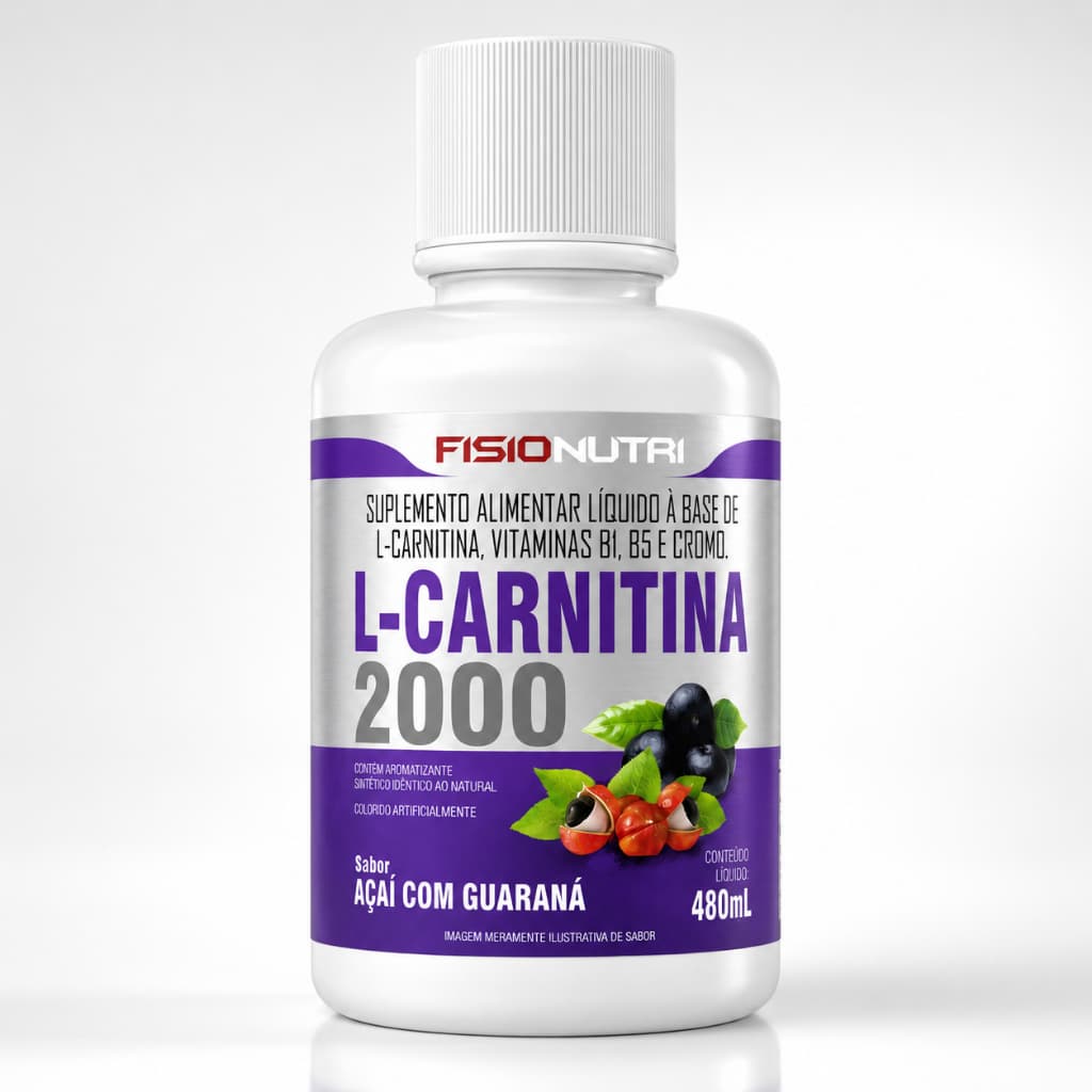 L-Carnitina 2000mg + Cromo e Vitaminas Fisionutri 480ml Queimador Termogênico Líquido