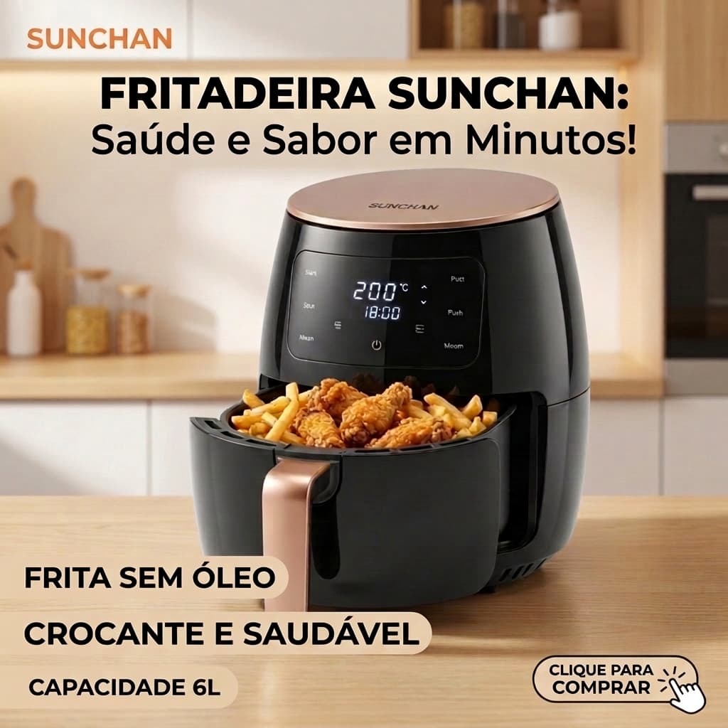 Fritadeira Air Fryer Sunchan 6 Litros Digital Touch 1500W 110V