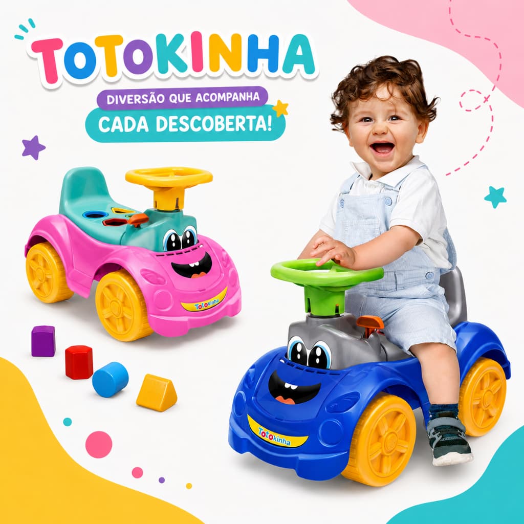 Carrinho De Passeio Totokinha Sport Triciclo Andador Rosa Menina e Menino Motoca Cardoso