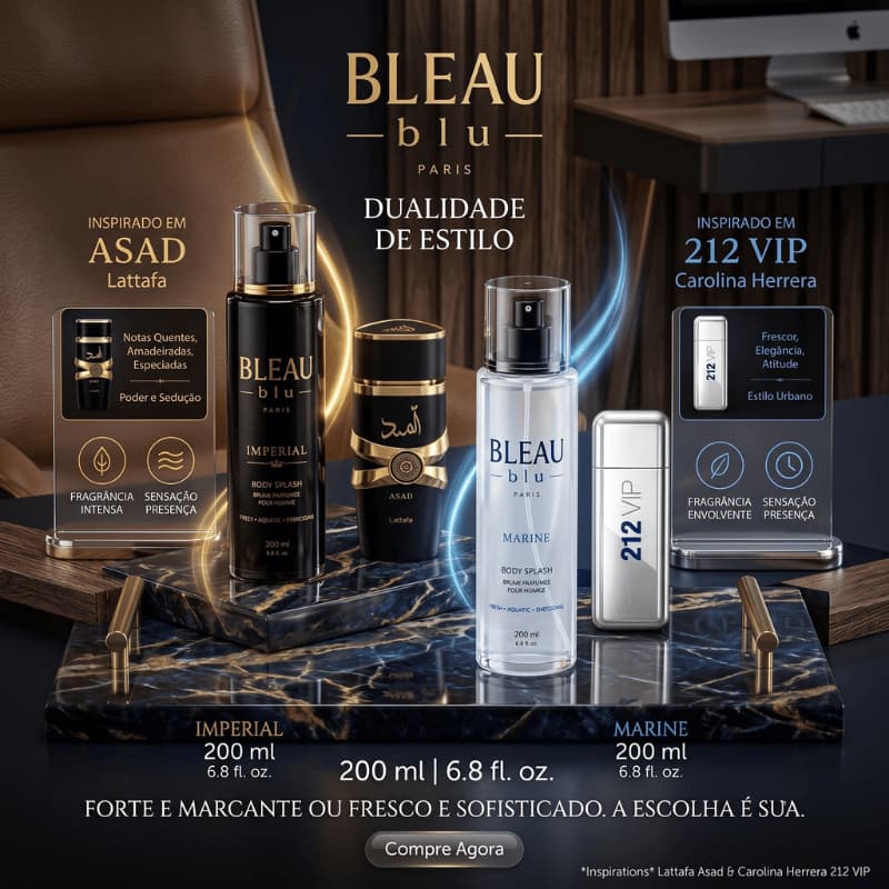 Kit Body Splash Exclusivo Masculino Bleau Blu 200ml Inspirado Perfumes Importados Premium