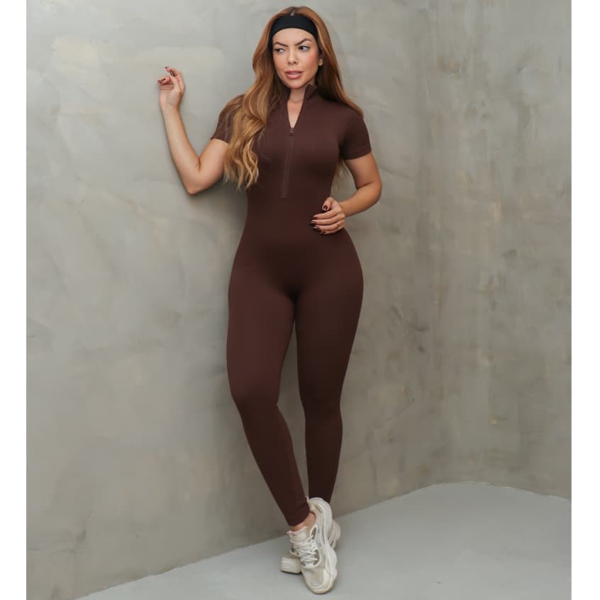 Macacão Feminino Esportivo Canelado Poliamida Academia Elástico Fitness 3RD SD1485