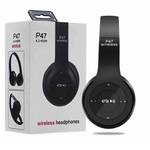 Fone de Ouvido Bluetooth P47 Preto - Redução de Ruídos e Conforto