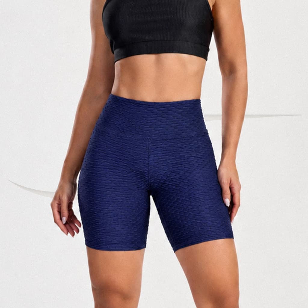 Bermuda Bolha Feminina Fitness Brocada Cós Alto Zero Transparência Academia Empina Bumbum