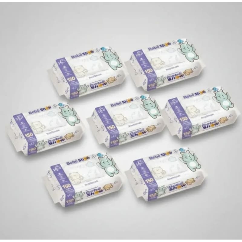 kit 1050 lenço Umedecidas bebê Show de 150 Unidades no promoção