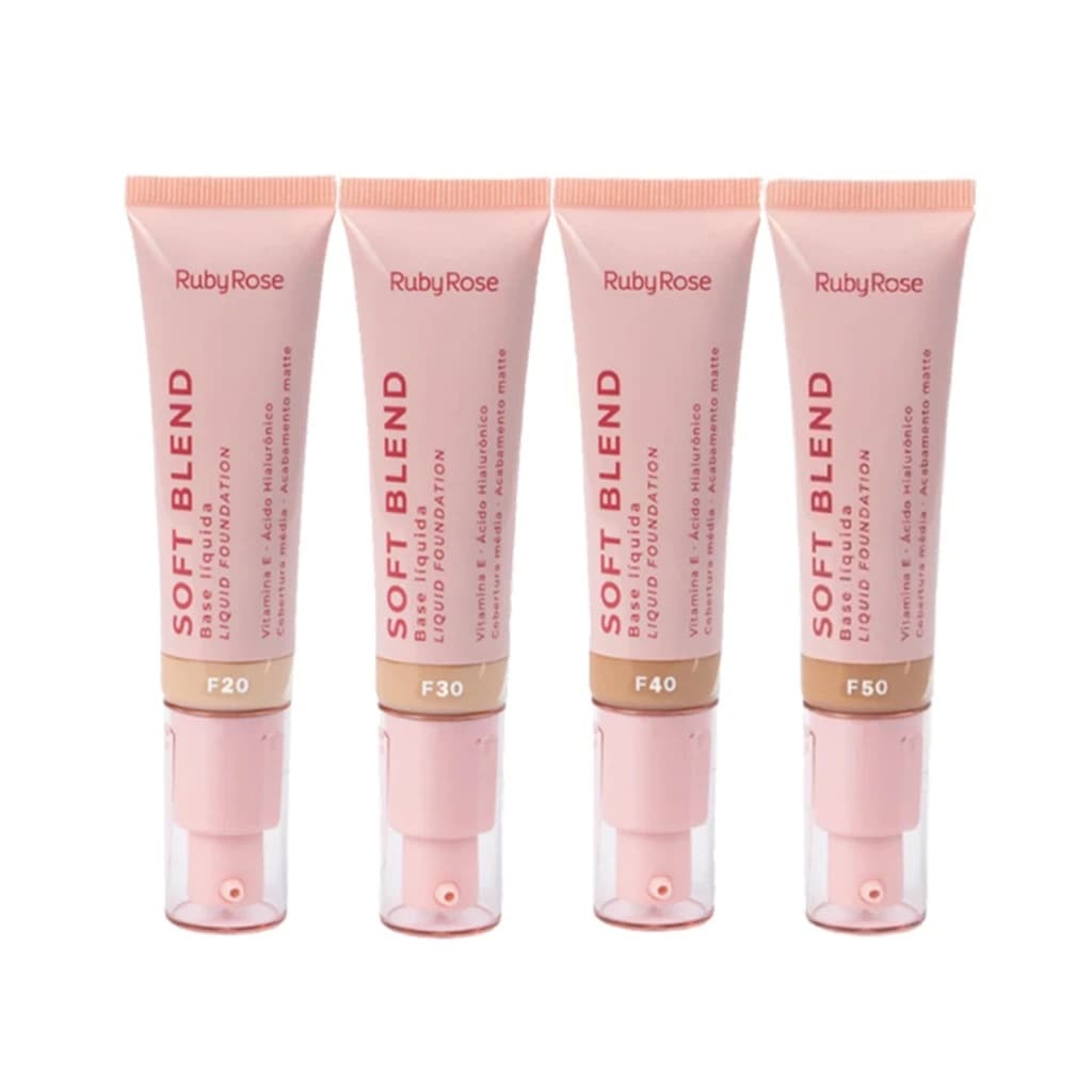 Base Líquida Ruby Rose Soft Blend - cobertura, impecável ,acabamento natural e pele uniforme, textura leve e fácil de e