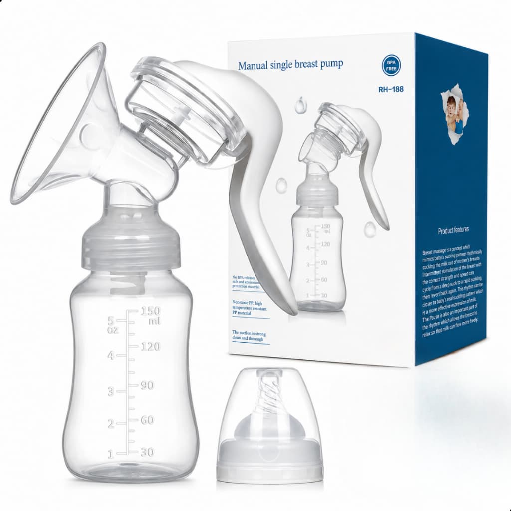 Bomba Manual de Leite Materno 150ml Manual Mamadeira Extrator Silicone