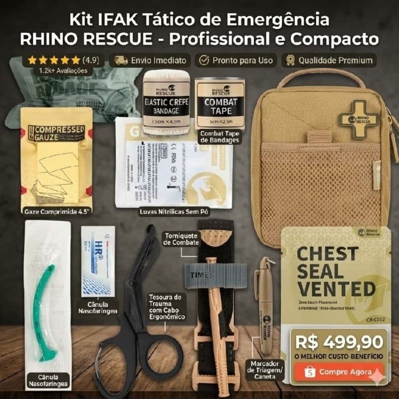 Kit Primeiros Socorros Rhino Rescue 12 Itens - IFAK/APH