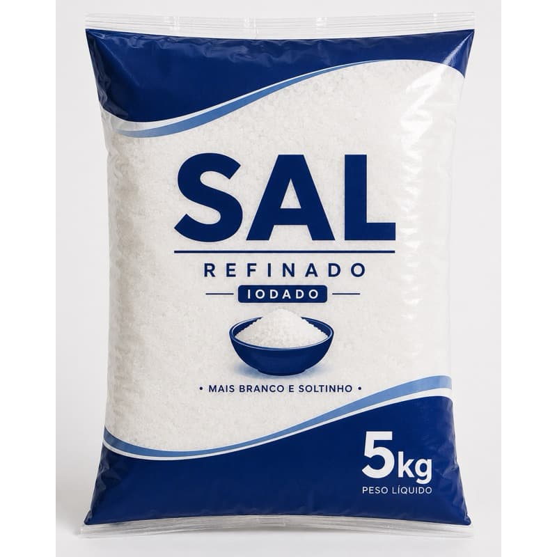 Sal Refinado Tradicional 5kg – Sal de Cozinha para Temperos e Preparo de Alimentos