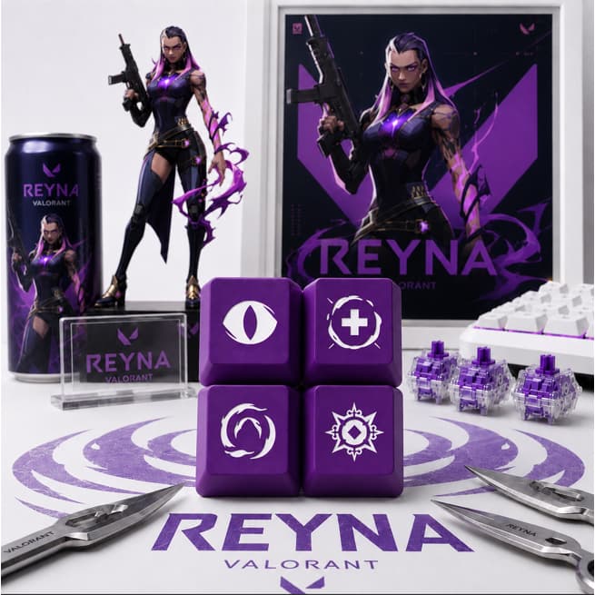 Kit 4 Keycaps Valorant Reyna Pra Teclado Mecânico