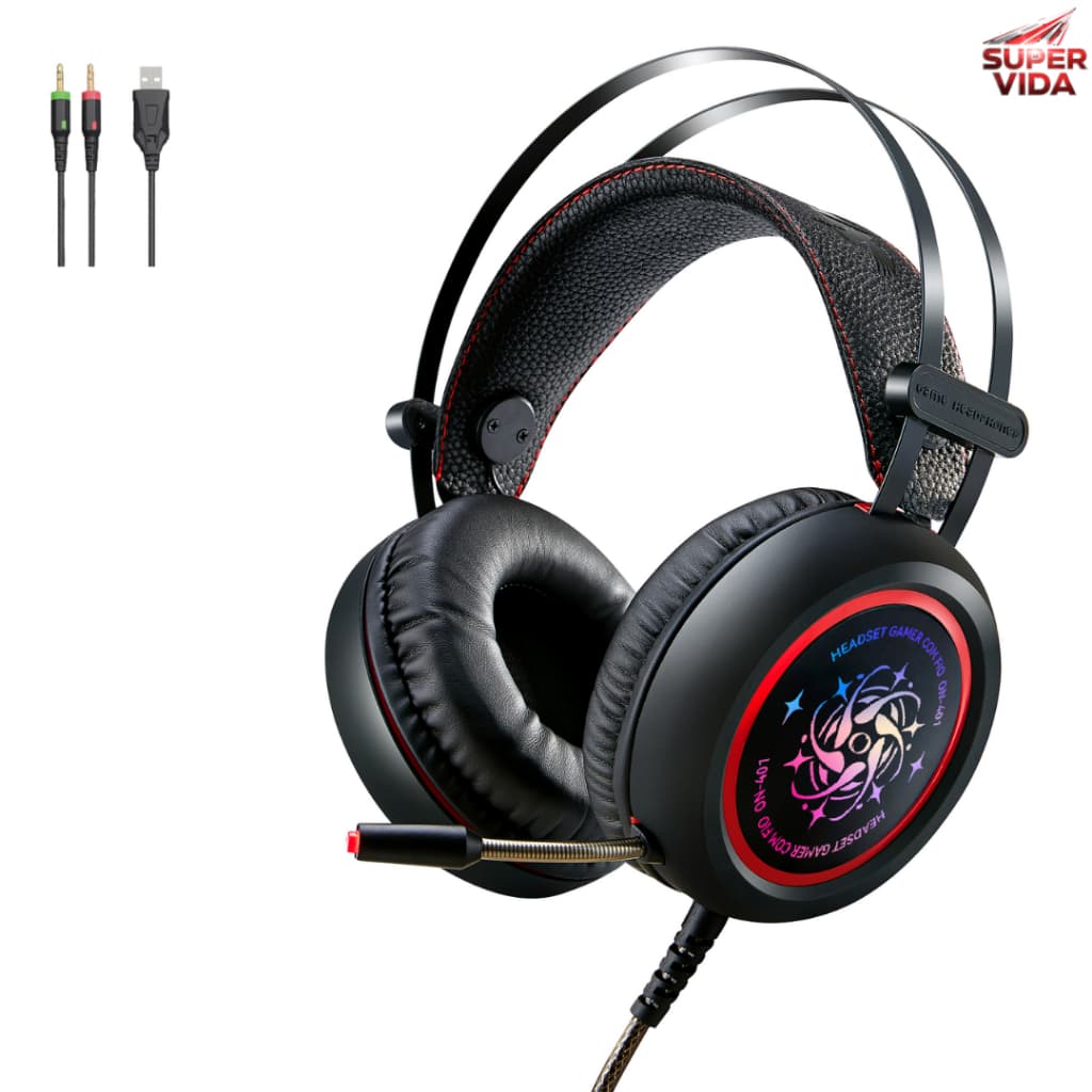 Headset Gamer Com Fio Microfone LED USB Estéreo P2 P3 Para PC Computador PS4 Xbox Notebook Onistek