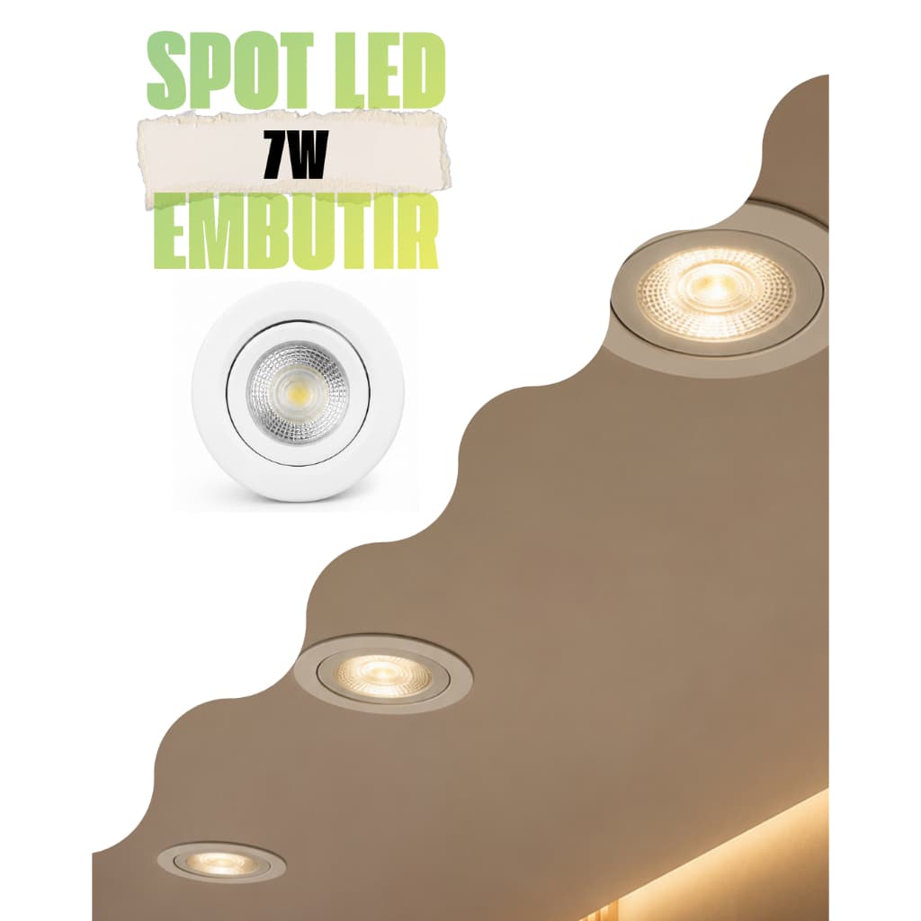 Kit 10 Pcs Luminária led  Spot Dicroica Super Led Redondo Sanca Bivolt 7Watts