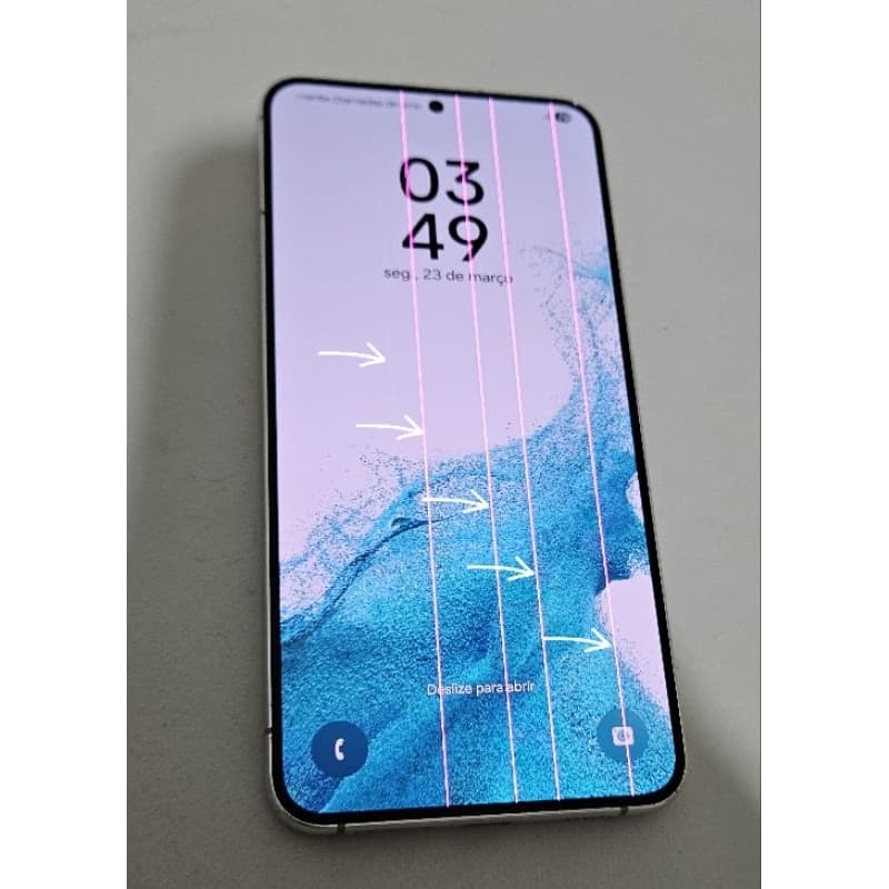 Samsung Galaxy S22+ Plus 5G 256GB Branco Usado (COM VÁRIAS LINHAS VERTICAIS)