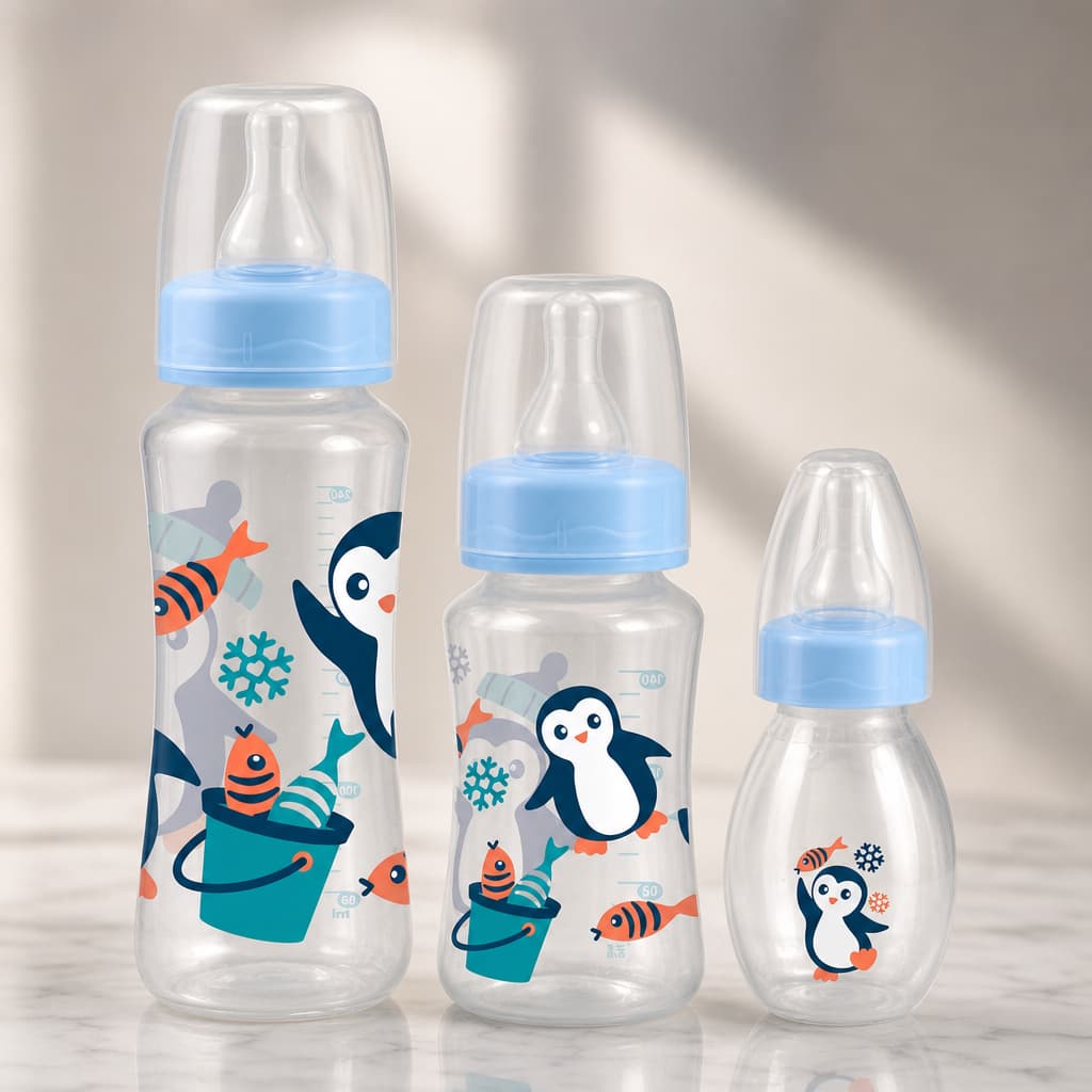 Kit 3 Mamadeiras Bebe Com 240ml 140ml 60ml Azul enxoval Menino