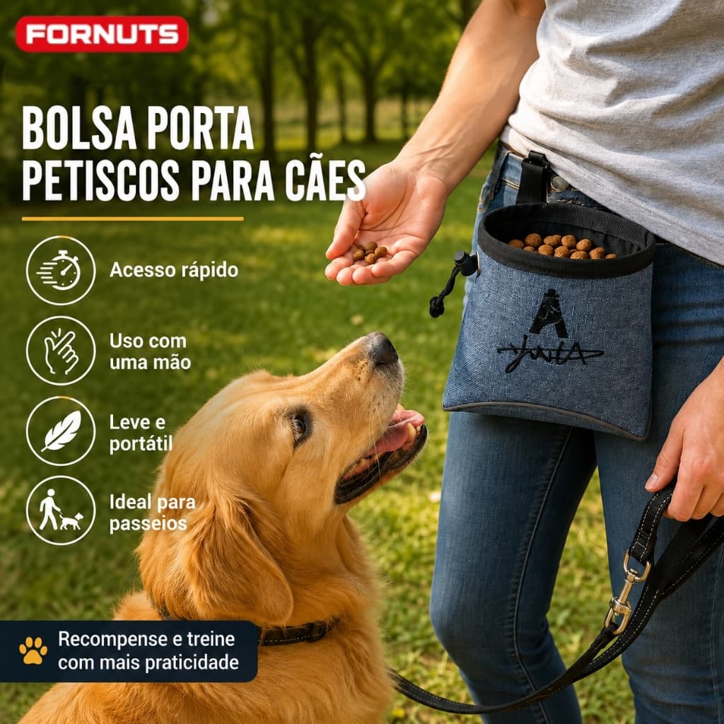 Fornuts Pochete Porta Petiscos para Cachorro Bolsa Treinamento para Ração Passeio e Adestramento Produtos para Pets