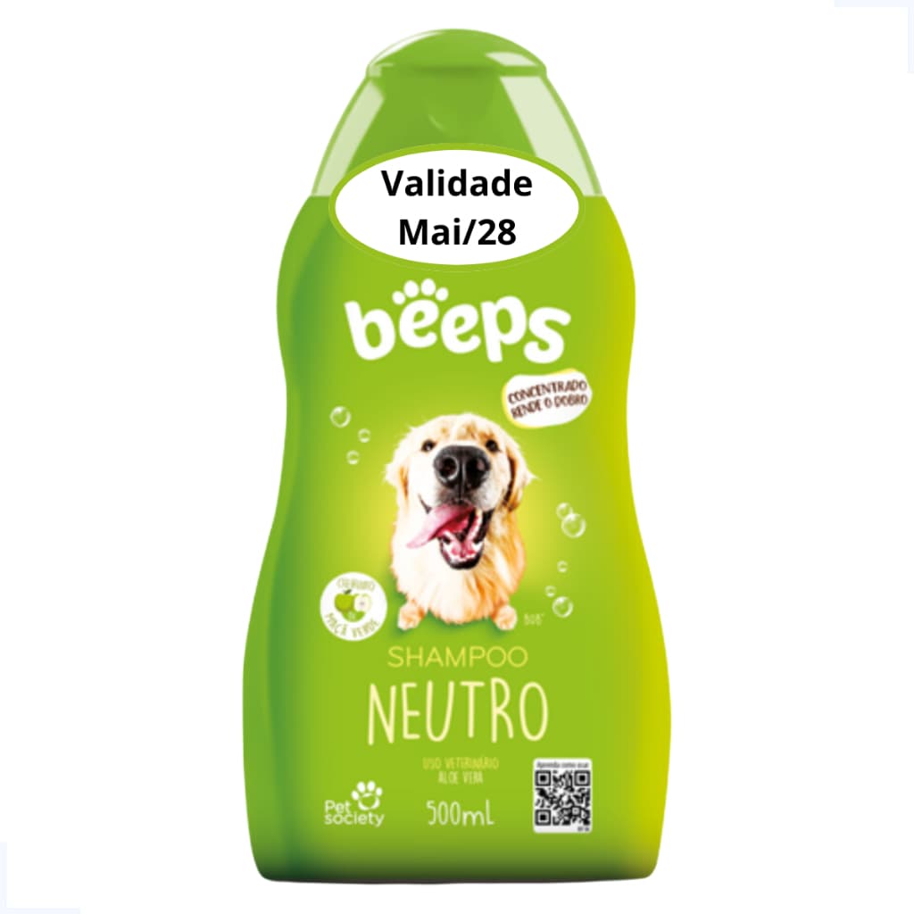 Shampoo Beeps Neutro Maçã Verde 500ml Pet Society para Cães e Gatos