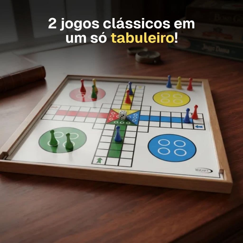 Jogo Tabuleiro Clássico 2 em 1 Dama e Ludo Torrinha Jogo para 4 Pessoas Para A Família Crianças Natal Em Madeira