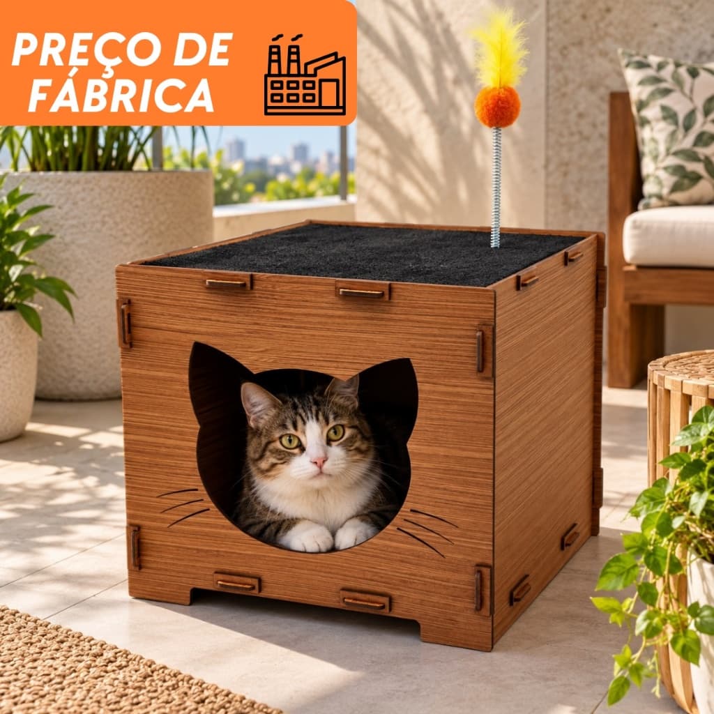 Nicho Casinha Para Gato Mdf Com Carpete Arranhador - Playgroud Pet