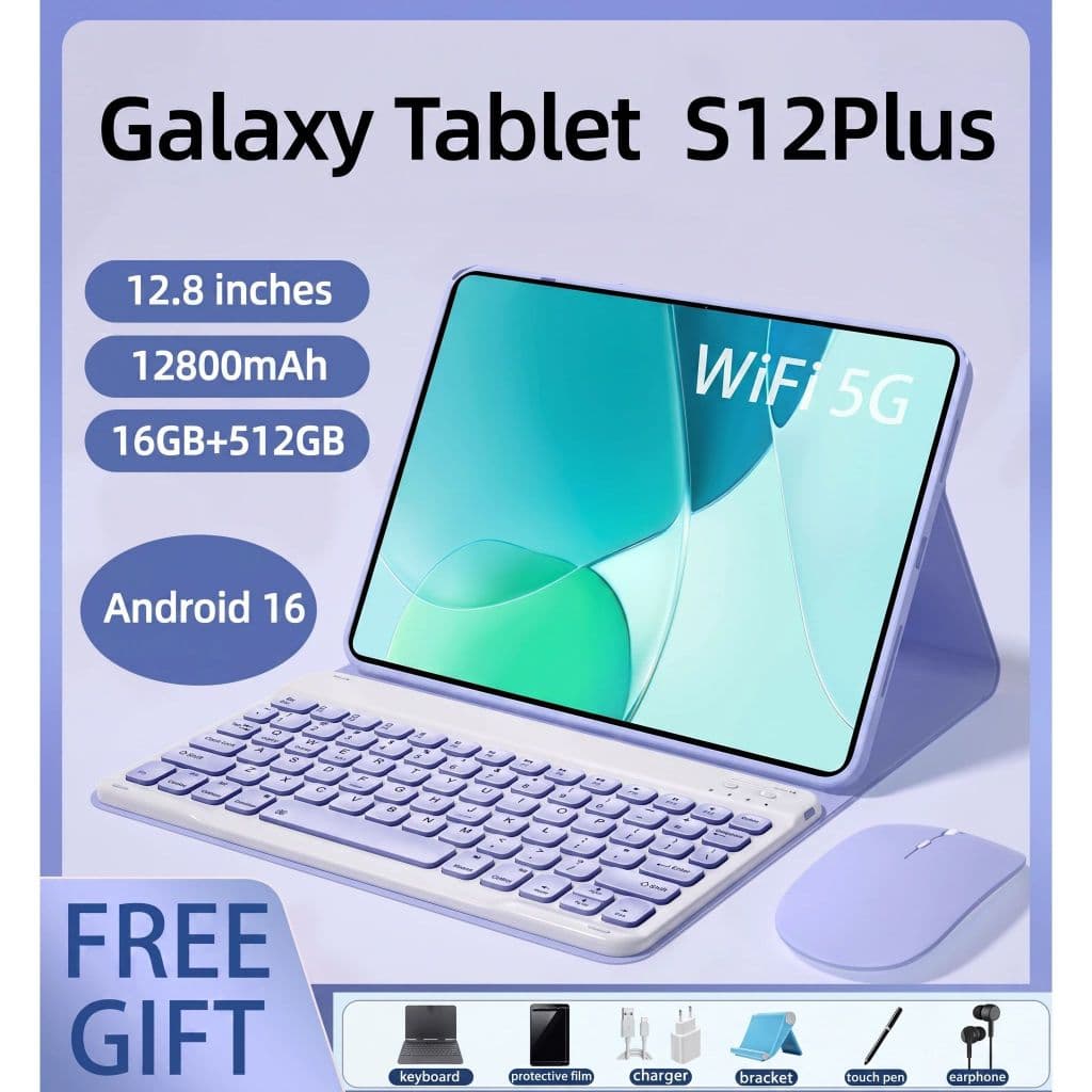 {Com teclado e mouse}Tablet Original Galaxy S12Plus Tablet 12,8"Tela IPS 120Hz Snapdragon 888 |16GB+512GB | Android | 5G