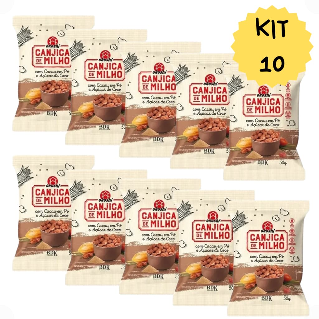 Kit 10 Pipoca Canjica Milho Cacau Pó Açúcar Coco Saudável
