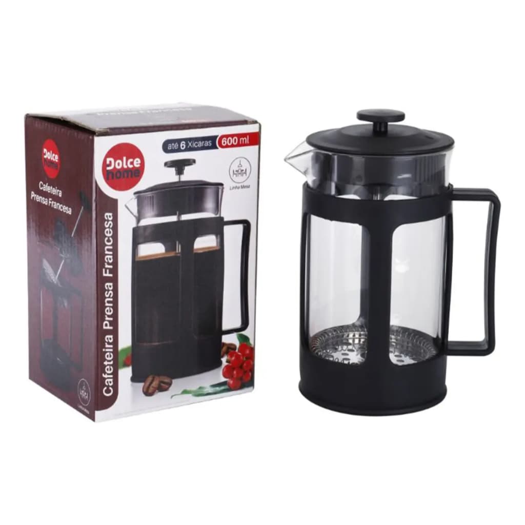 Cafeteira Prensa Francesa de Vidro 350ml - Praticidade e Sabor Intenso - Café Expresso Leite Cremoso Filtro Inox e Vidro