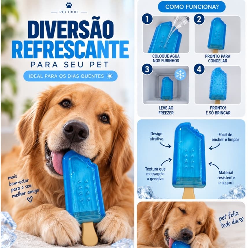 Brinquedo Mordedor Refrescante para Cachorro e Gato Congelável – Picolé e Casquinha