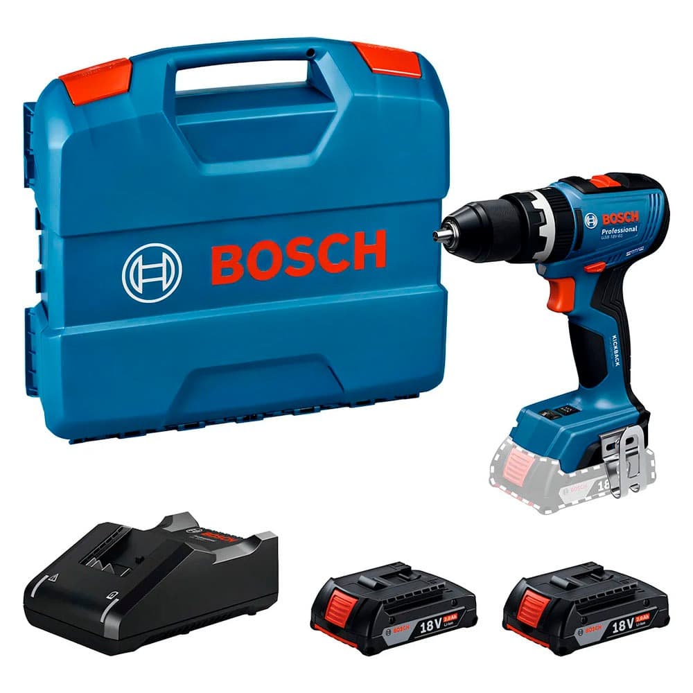 Furadeira Parafusadeira de Impacto 1/2" 18V 65 N.m GSB 18V-65 Brushless com 2 Baterias 2.0Ah Bivolt - BOSCH
