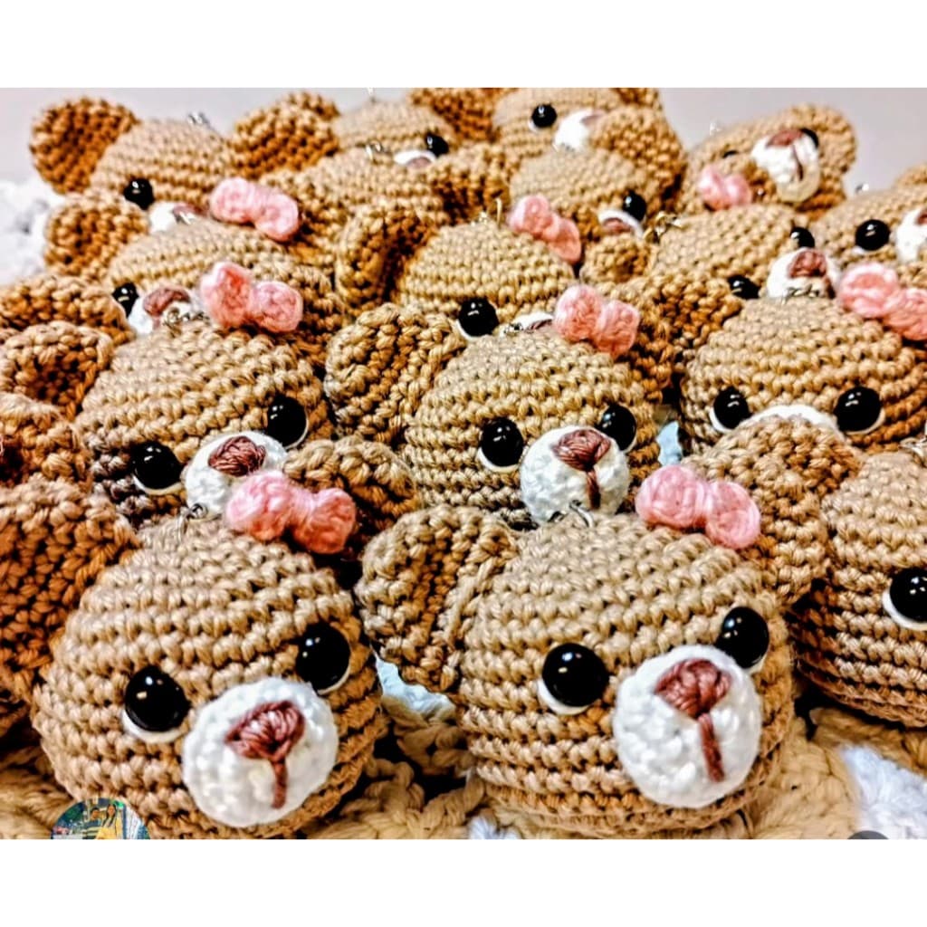 Kit 5 Chaveiros crochê amigurumi, urso lembrancinha