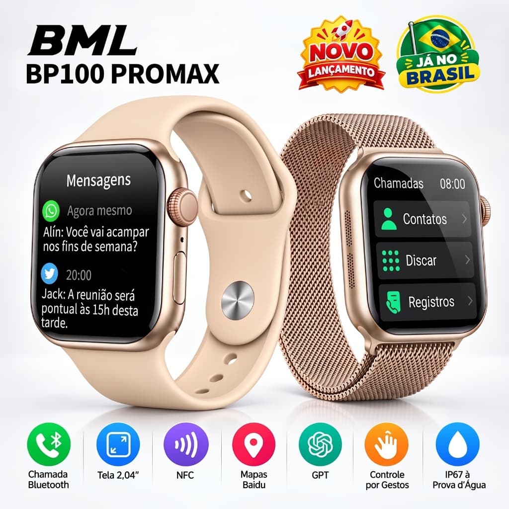 SmartWatch BP100 PRO MAX Série 11 Relógio Inteligente Responde AMOLED ChatGpt NFC GPS 49mm Lançamento 2026