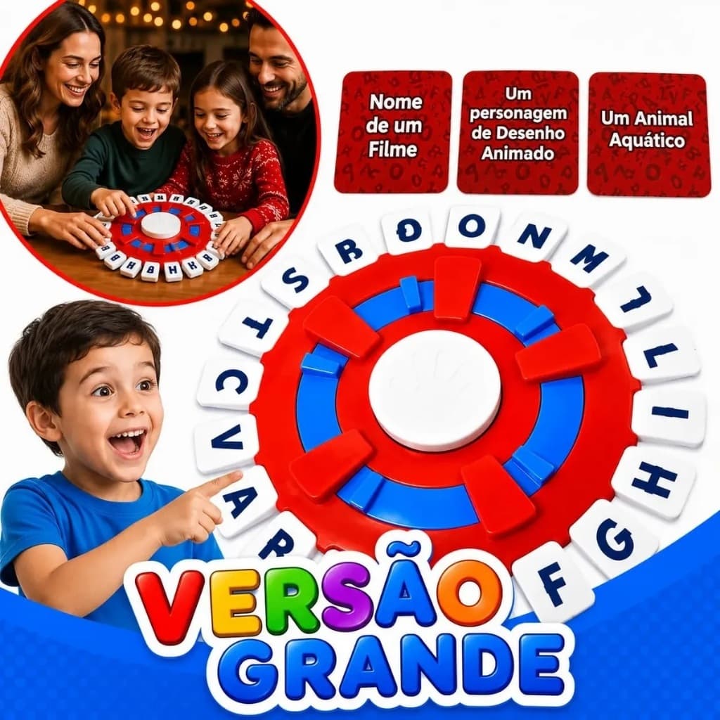Jogo Infantil Stop Roleta Tabuleiro Divertido Brinquedos Educativo Família Trava Letras Temporizador