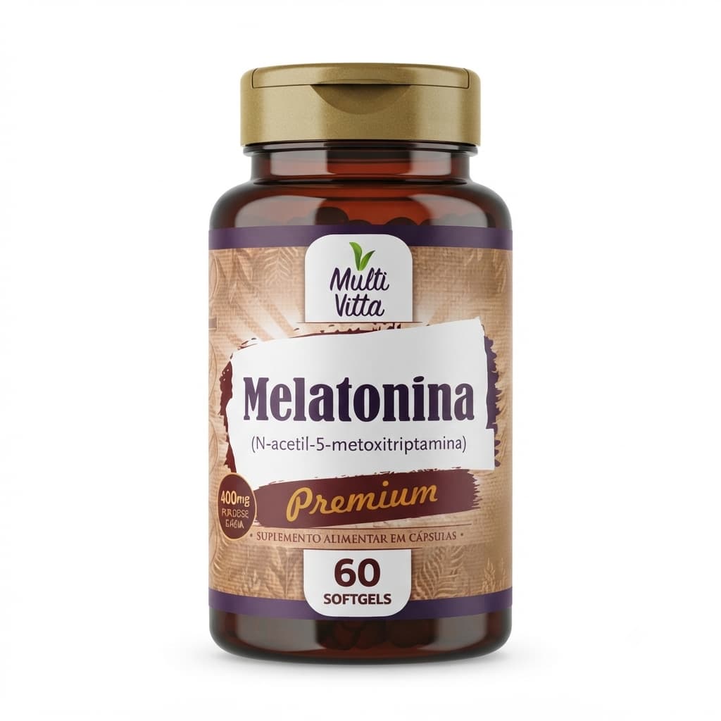 Melatonina 210mcg + Vitamina B6 + L-Triptofano + Magnésio quelato400mg com 60 cápsulas Suplemento Alimentar
