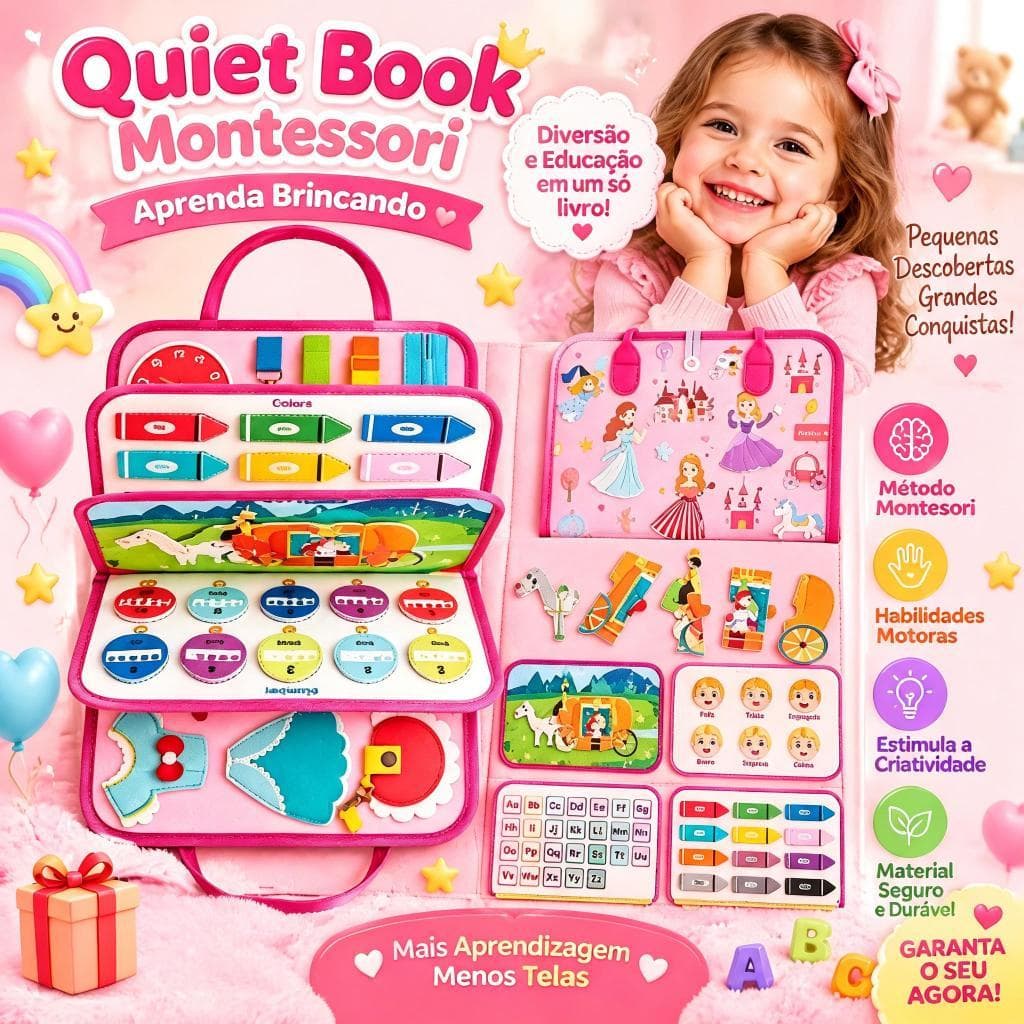Brinquedo Maleta Busy Board Montessori Educativa Motricidade Fina Sensorial Presente para Crianças