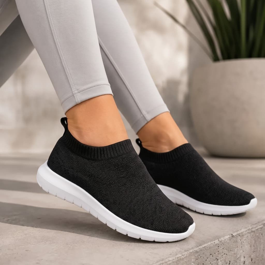 Tênis Meia Feminino Slip On Sem Cadarço Solado Leve Confortável Macio Academia Treino Caminhada Promoção