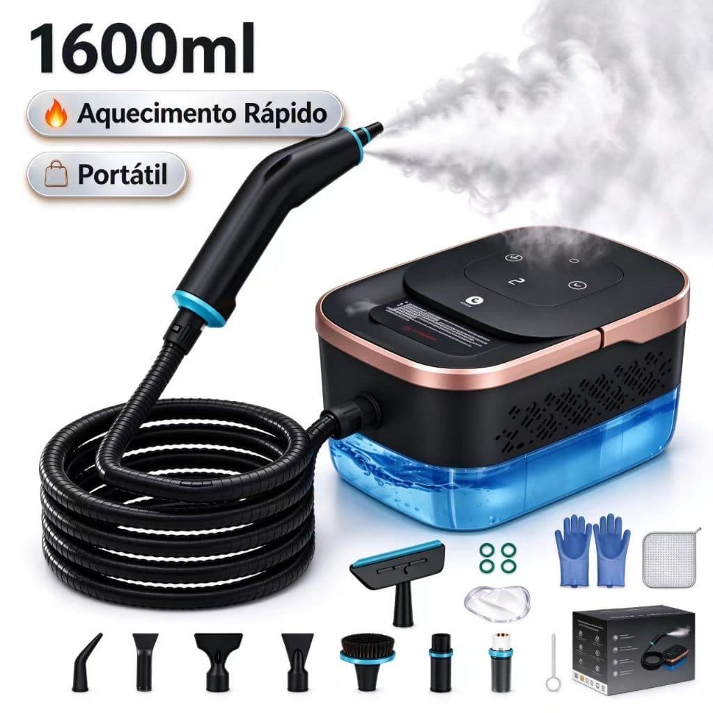 Limpador A Vapor Portátil De 2500W MáQuina Limpeza Alta Temperatura E Pressão Kit Completo Acessórios Profunda